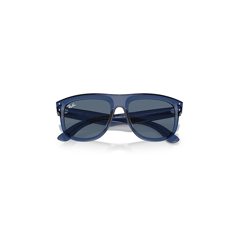 Ray-Ban Boyfriend Reverse Sunglasses Transparent Navy Blue Frame Blue Lenses 56-18