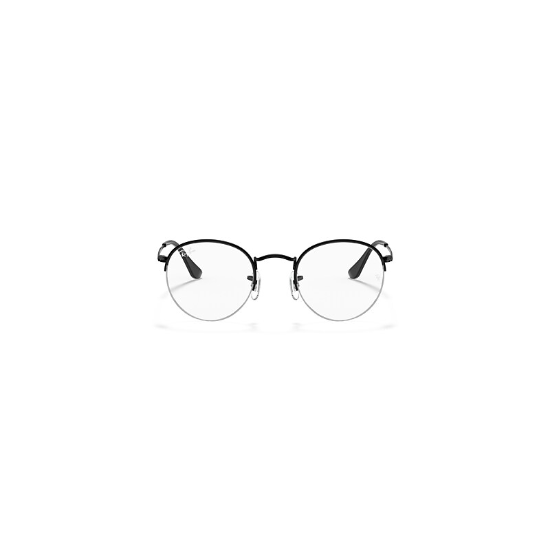 Ray Ban Round Gaze Eyeglasses Black Frame Clear Lenses 53-22 In Black