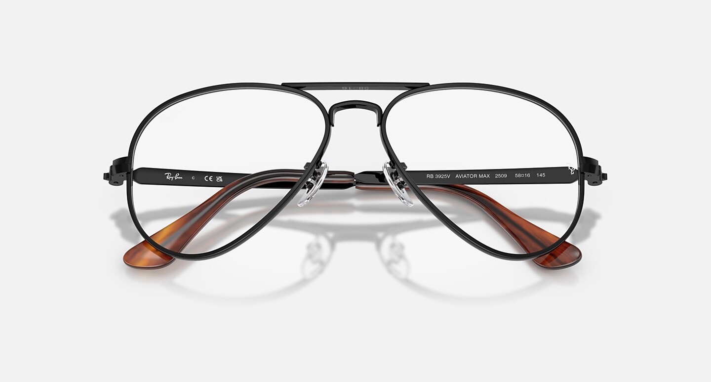 Ray-Ban Aviator Max Optics Optical Black Frame Clear Lenses Polarized 58-16