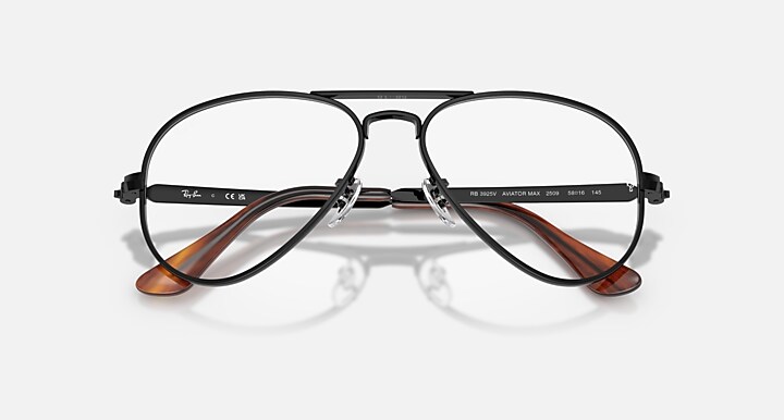 Ray-Ban Aviator Max Optics Optical Black Frame Clear Lenses Polarized 58-16
