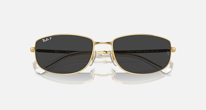 Ray-Ban Sunglasses Unisex Rb3732 - Gold Frame Black Lenses Polarized 56-18