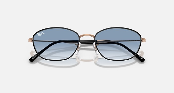 RB3749 Sunglasses in Black On Rosegold and Clear Gradient Blue 