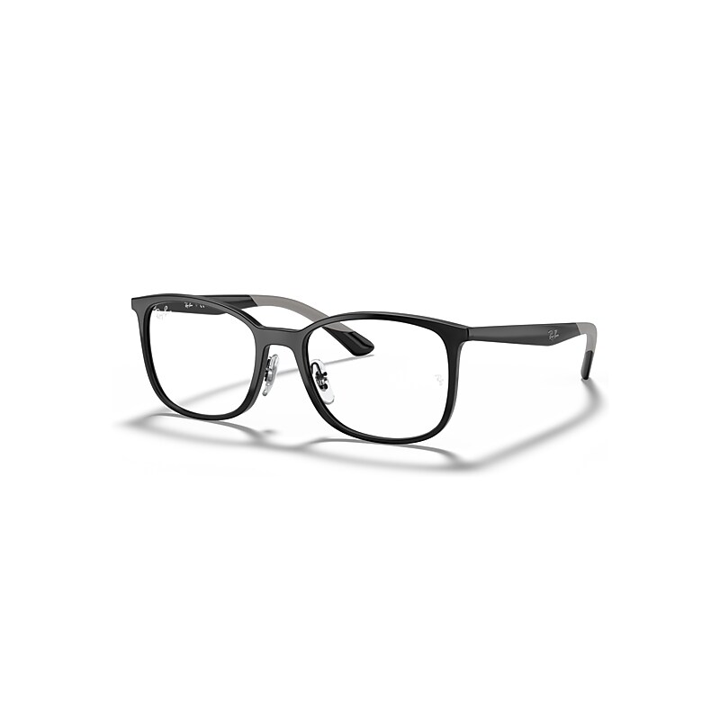 Ray-Ban Eyeglasses Unisex Rb7142 Optics - Black Frame Clear Lenses Polarized 52-18
