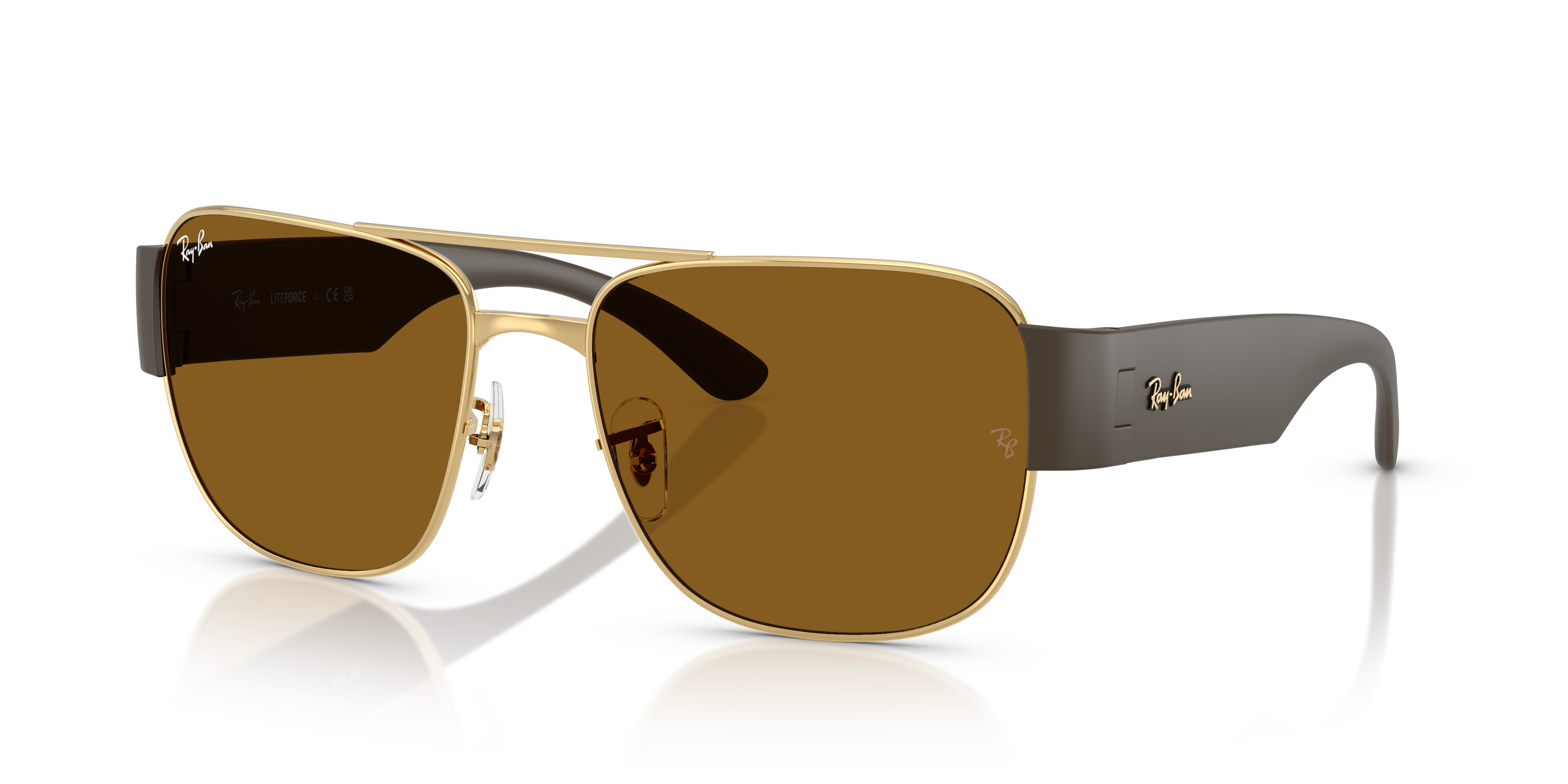 RB3756 Polished Arista Gold Frame Brown Lenses 56-18
