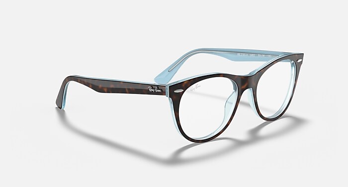 WAYFARER II OPTICS Eyeglasses with Havana On Light Blue