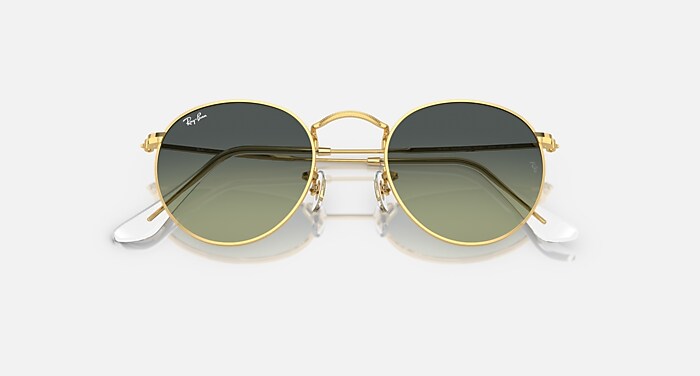 Ray-Ban  RB 344-N Round  Metal Sunglasses with Olive Lenses and Silver Frames ROUND METAL CHROMANCE Sunglasses in Gunmetal and Silver  main image 2