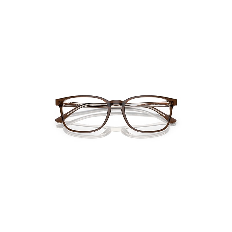 Ray-Ban Rb5418 Optics Eyeglasses Brown On Transparent Light Brown Frame Clear Lenses Polarized 54-19