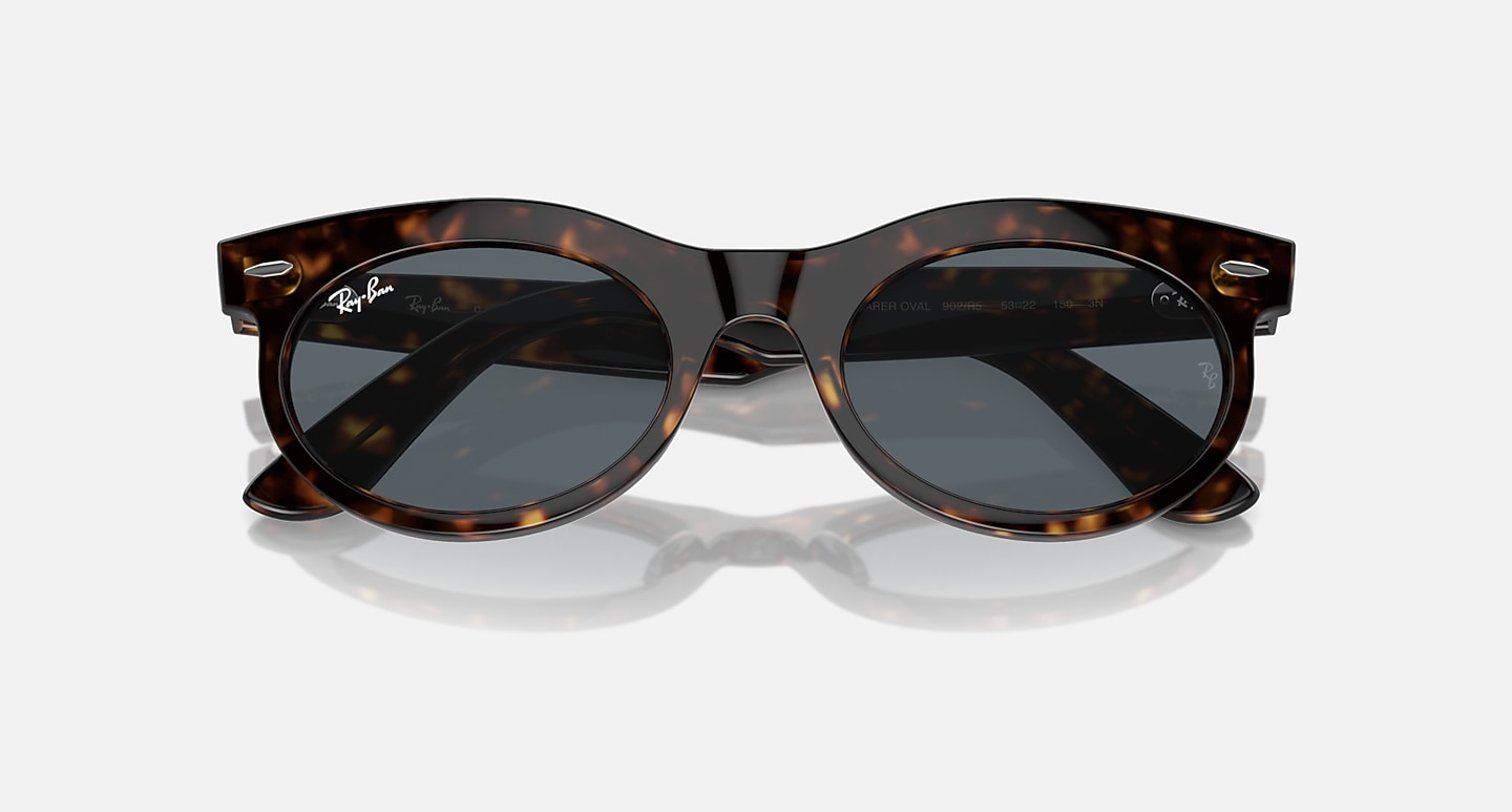 Ray-Ban Sunglasses Unisex Wayfarer Oval - Havana Frame Blue Lenses 53-22