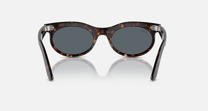 Ray-Ban Sunglasses Wayfarer Oval Striped Havana Frame Blue Lenses
