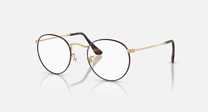 Ray-Ban Eyeglasses Unisex Round Metal Optics Prescription - Matte Arista Gold Frame Clear Lenses 50-21