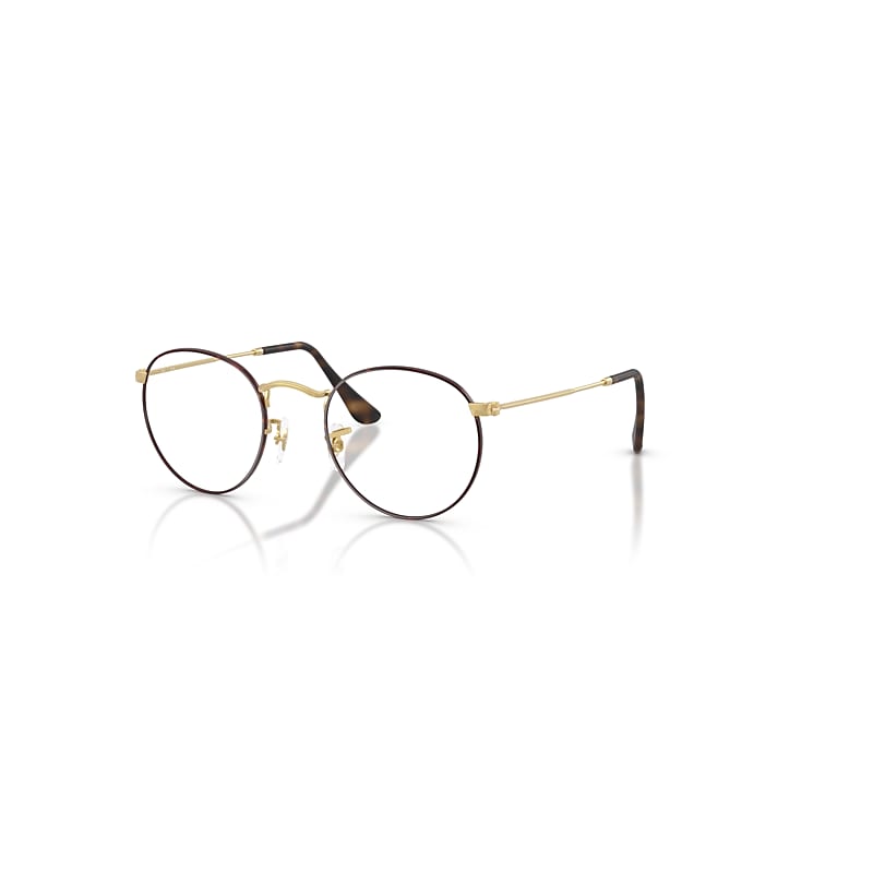 Ray Ban Round Metal Optics Matte Arista Gold Fassung Klar Glas 47-21 In Matte Arista Gold