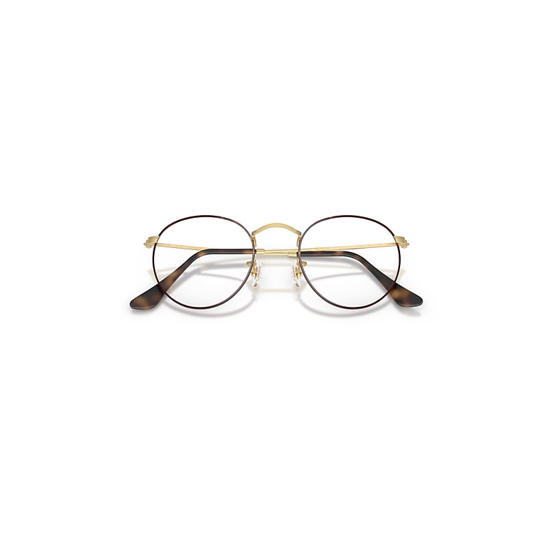 Ray Ban Round Metal Optics Eyeglasses Matte Arista Gold Frame Clear Lenses 50-21 In Matte Arista Gold