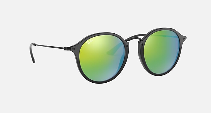 ROUND FLECK FLASH LENSES GRADIENT Sunglasses in Black and Green