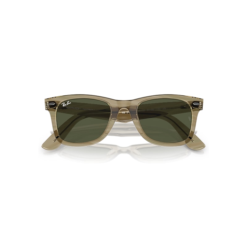 Ray-Ban Original Wayfarer Change Sunglasses Photo Striped Grey Frame Green Lenses 52-22