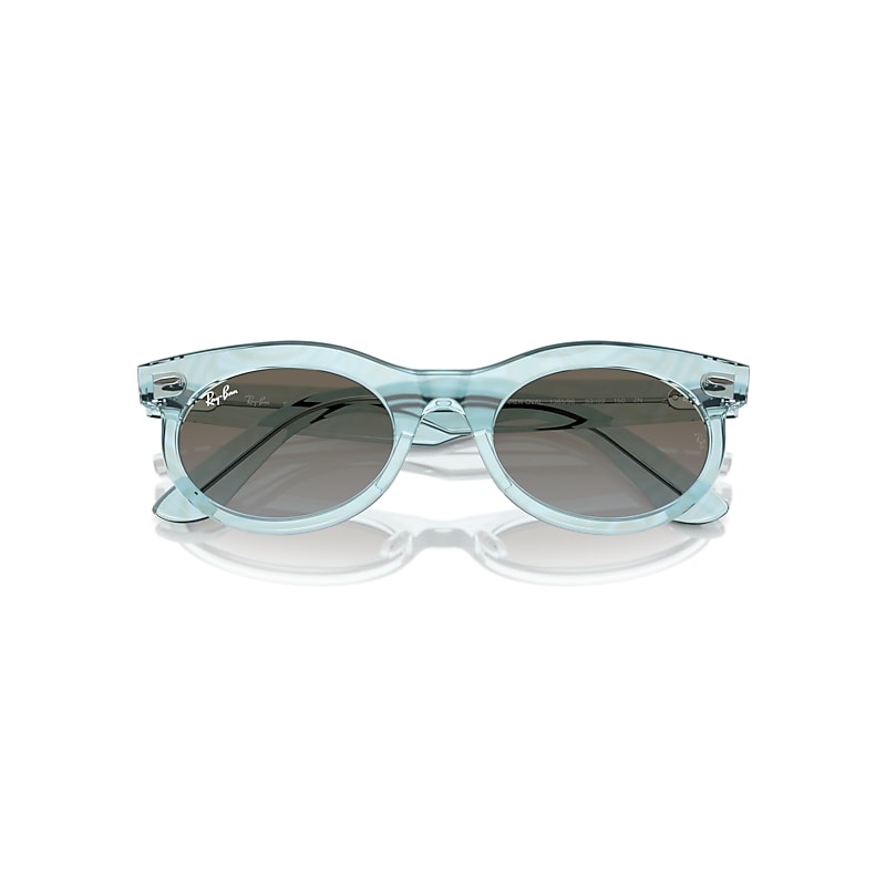 Ray-Ban Wayfarer Oval Change Sunglasses Photo Waves Azure Frame Blue Lenses 53-22