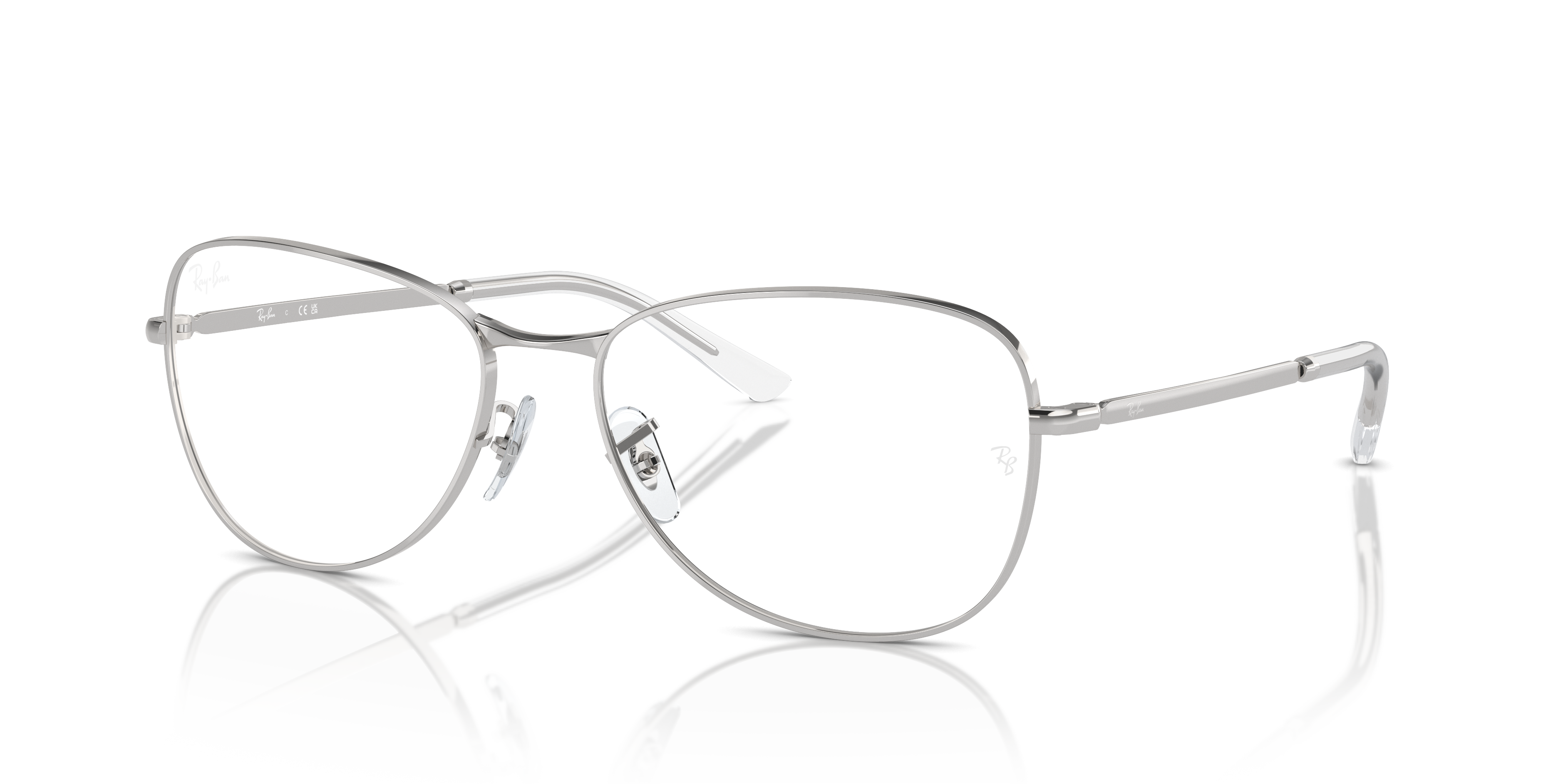 RB3733V OPTICS Polished Silver Frame Clear Lenses 54-17