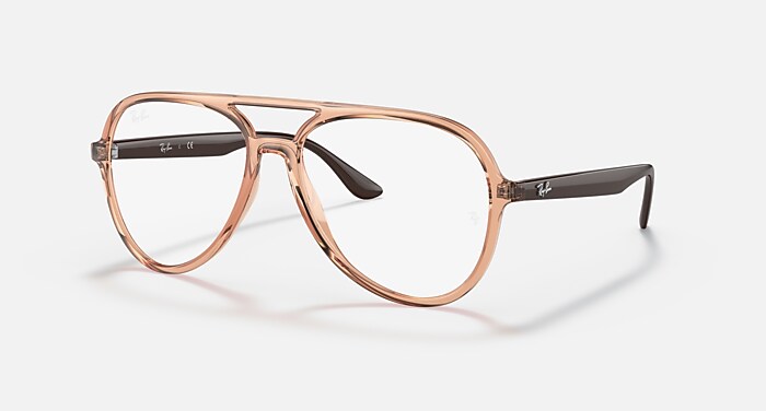 Ray-Ban Eyeglasses Rb4376v Optics Brown Frame Clear Lenses