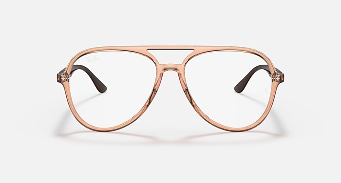 Ray-Ban Eyeglasses Rb4376v Optics Brown Frame Clear Lenses