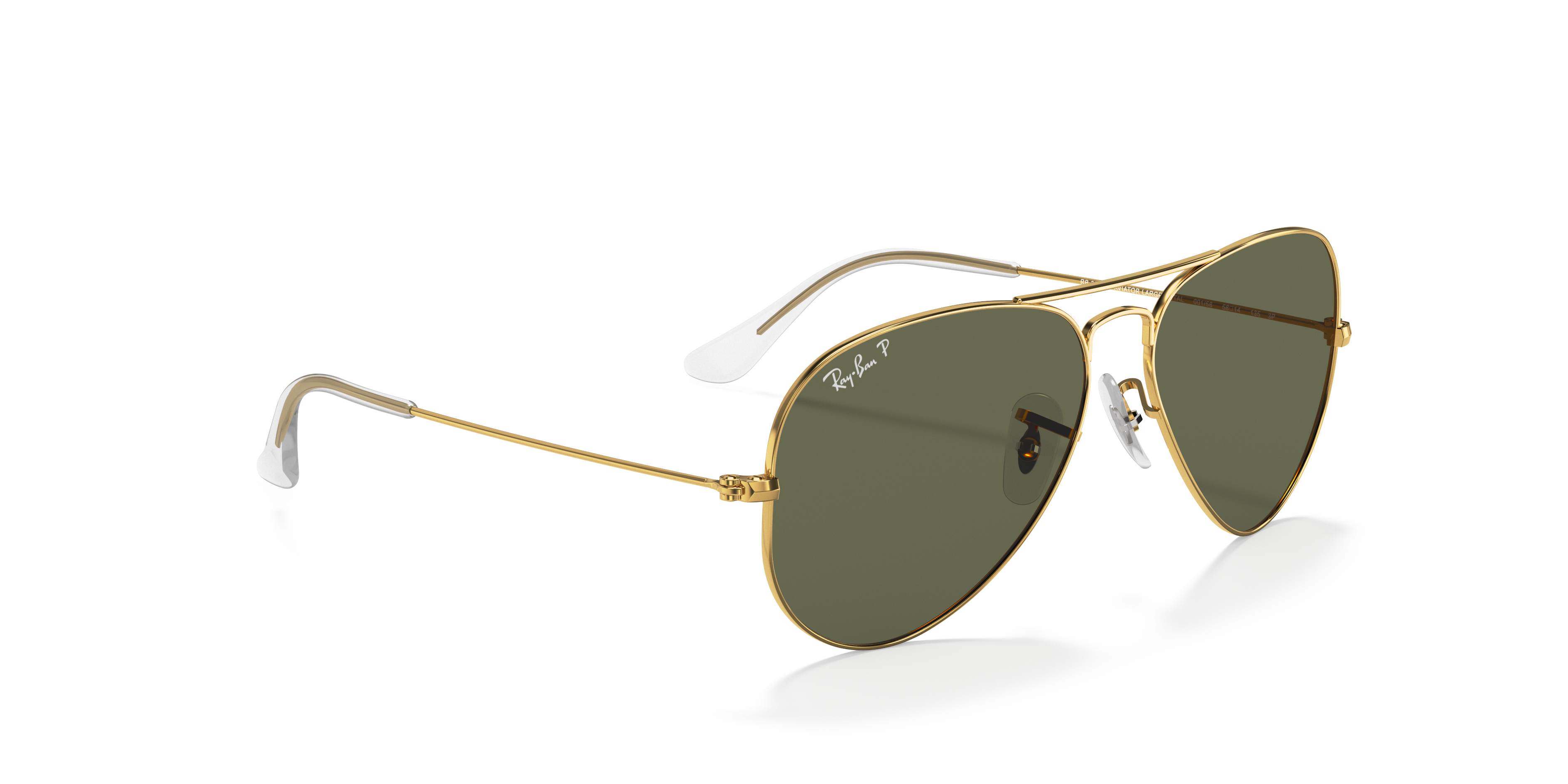 Ray-Ban ゴールド アビエイター サングラス RB3025 001/5F AVIATOR CLASSIC Sunglasses in Arista Gold and G-15 Green