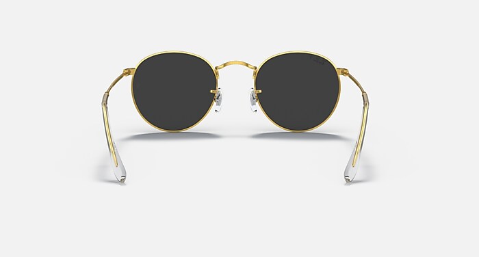 Ray-Ban Sunglasses Man Round Metal - Gold Frame Black Lenses Polarized 53-21