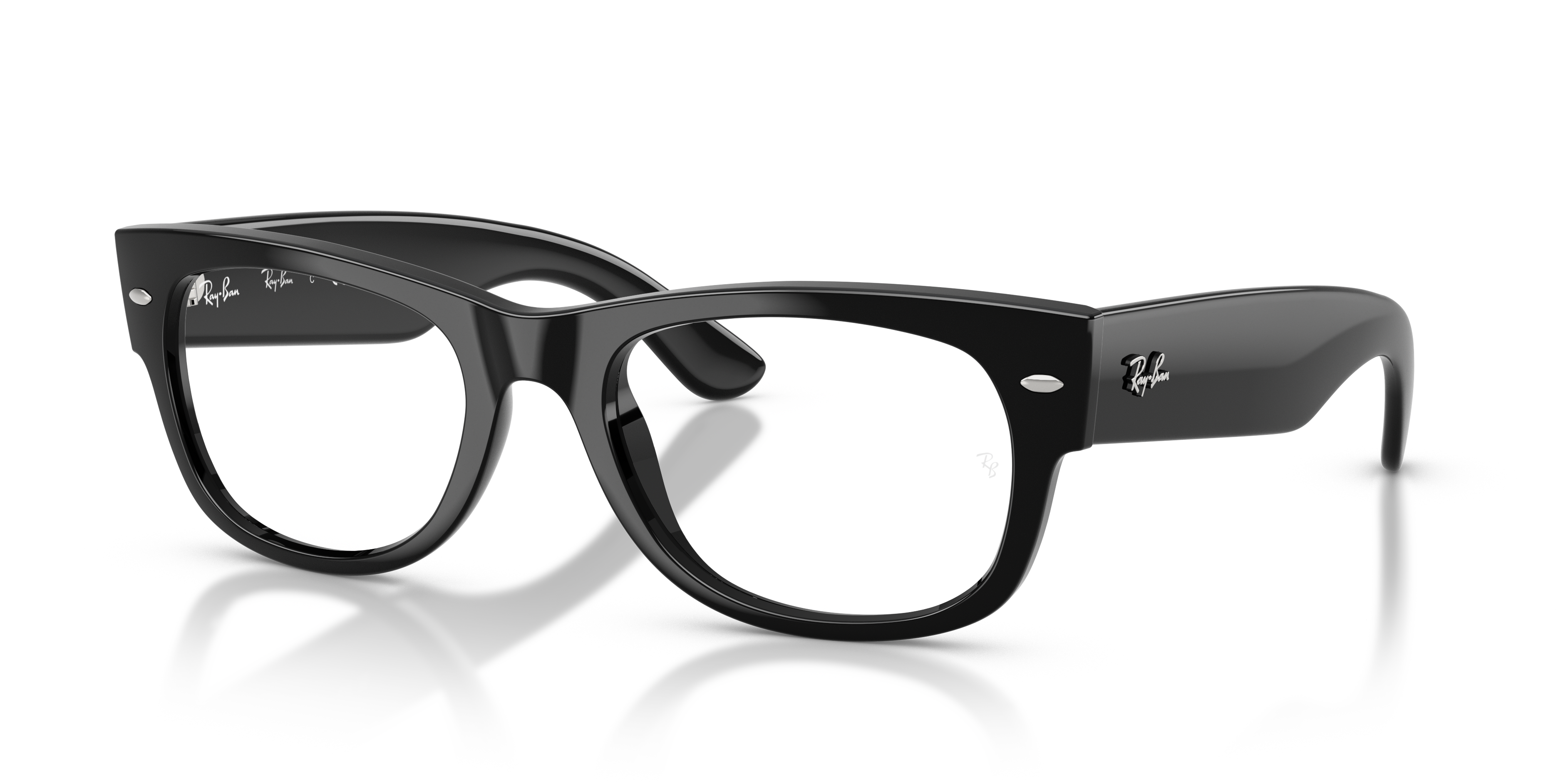 MEGA WAYFARER II OPTICS Polished Black Frame Clear Lenses 52-21