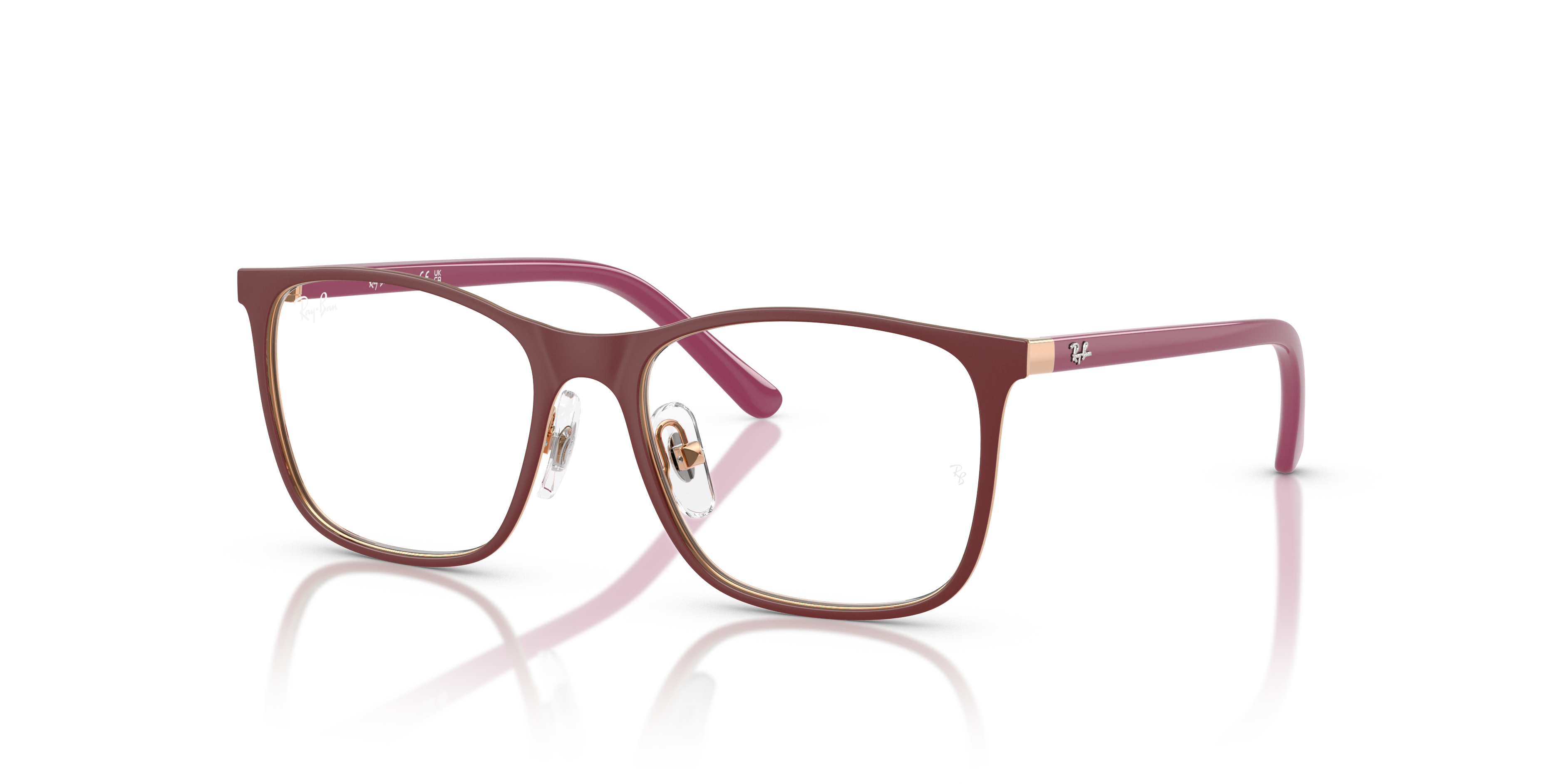 RB9551V OPTICS KIDS Polished Bordeaux On Rose Gold Frame Clear Lenses 46-16