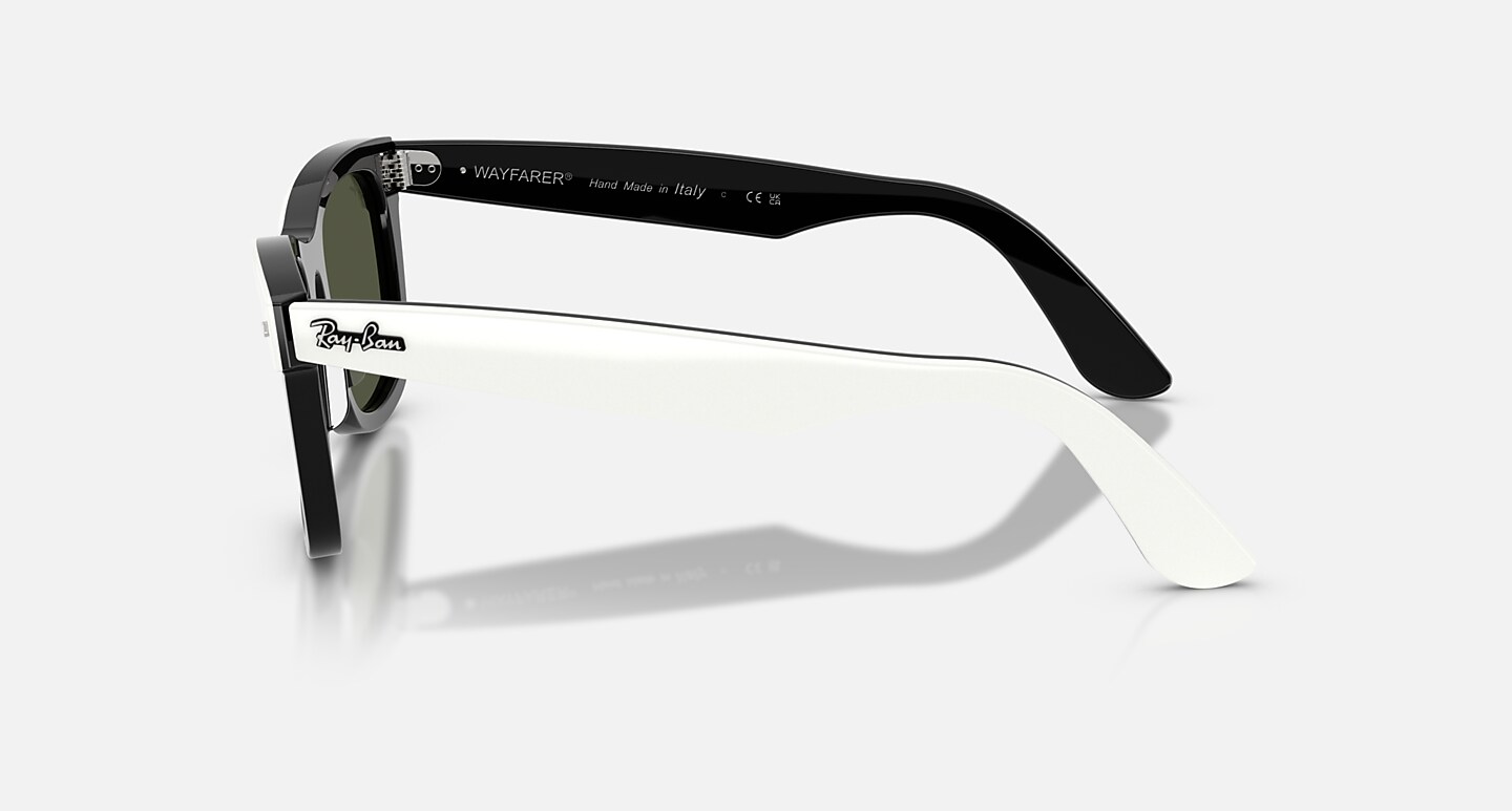 Ray-Ban Occhiali Da Sole Unisex Wayfarer Street Neat - Montatura Bianco Su Nero Lente Verde 50-22