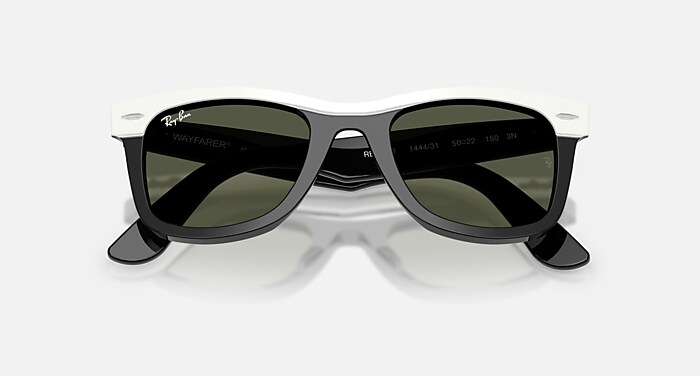 WAYFARER STREET NEAT Sunglasses in White On Black and Green
