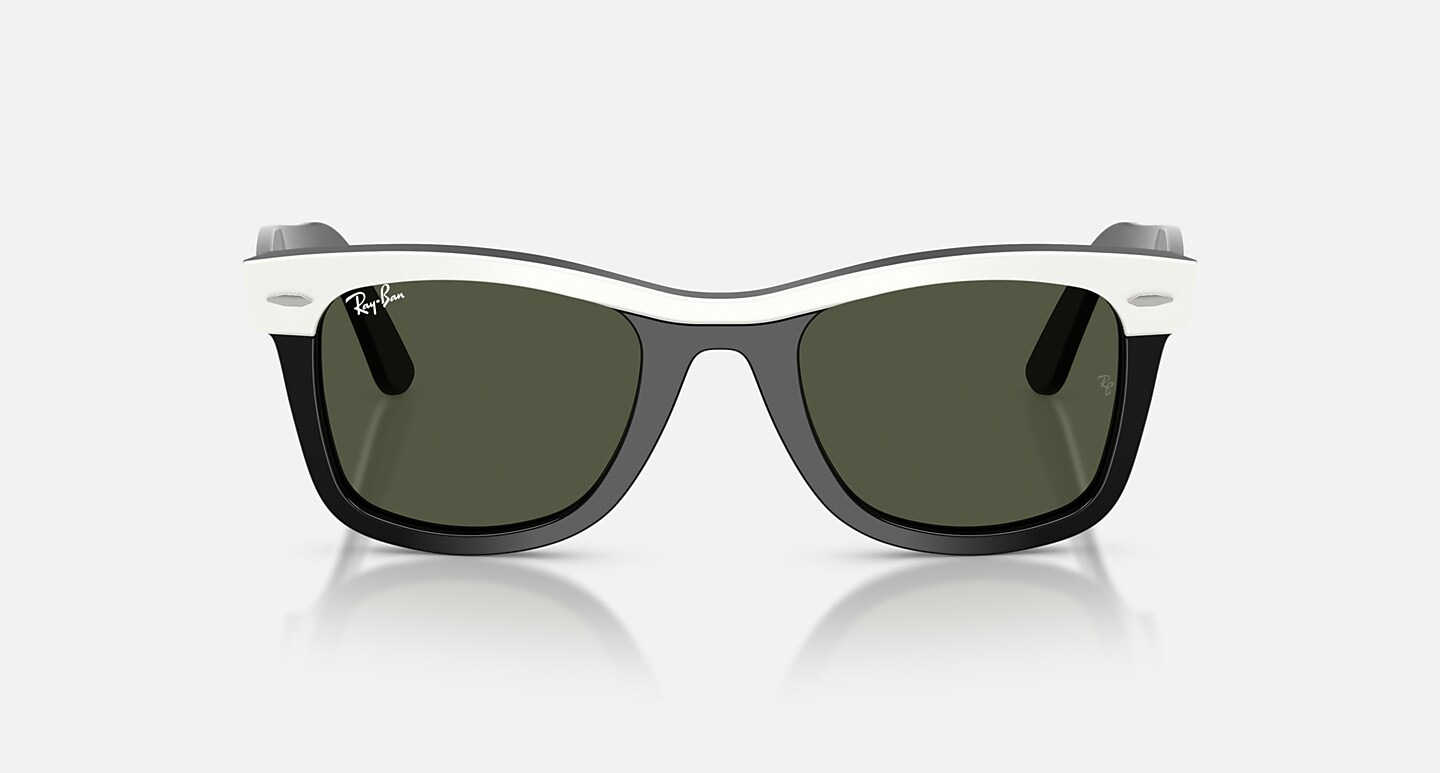 Ray-Ban Occhiali Da Sole Unisex Wayfarer Street Neat - Montatura Bianco Su Nero Lente Verde 50-22