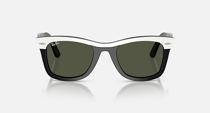 Ray-Ban Occhiali Da Sole Unisex Wayfarer Street Neat - Montatura Bianco Su Nero Lente Verde 50-22