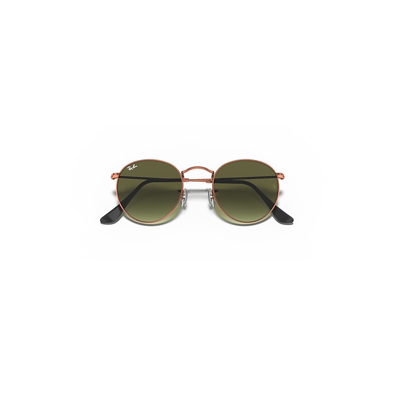 Ray-Ban Round Metal Sunglasses Bronze-copper Frame Green Lenses 47-21