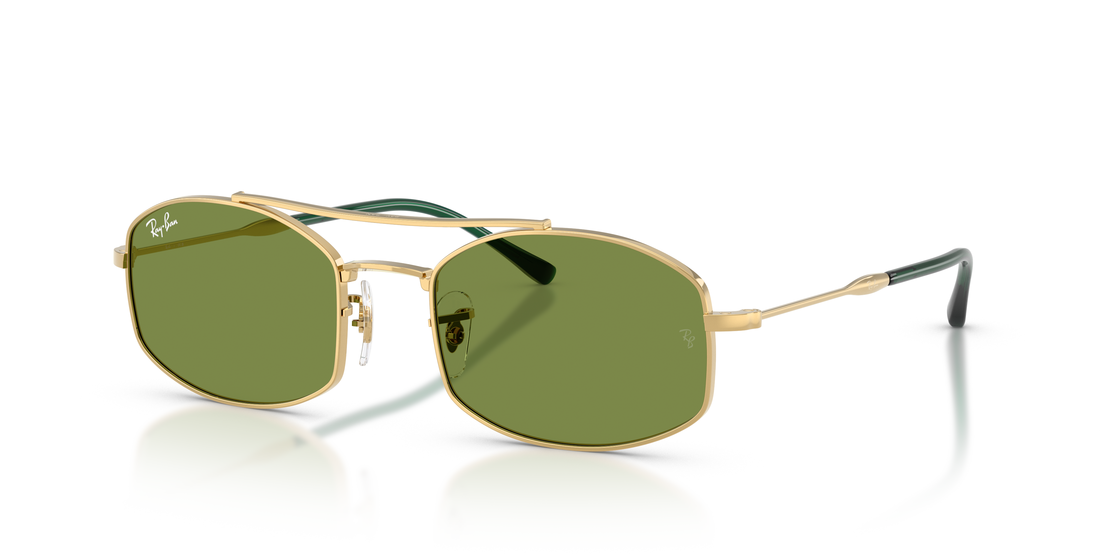 RB3719 Polished Arista Gold Frame Green Lenses 54-20
