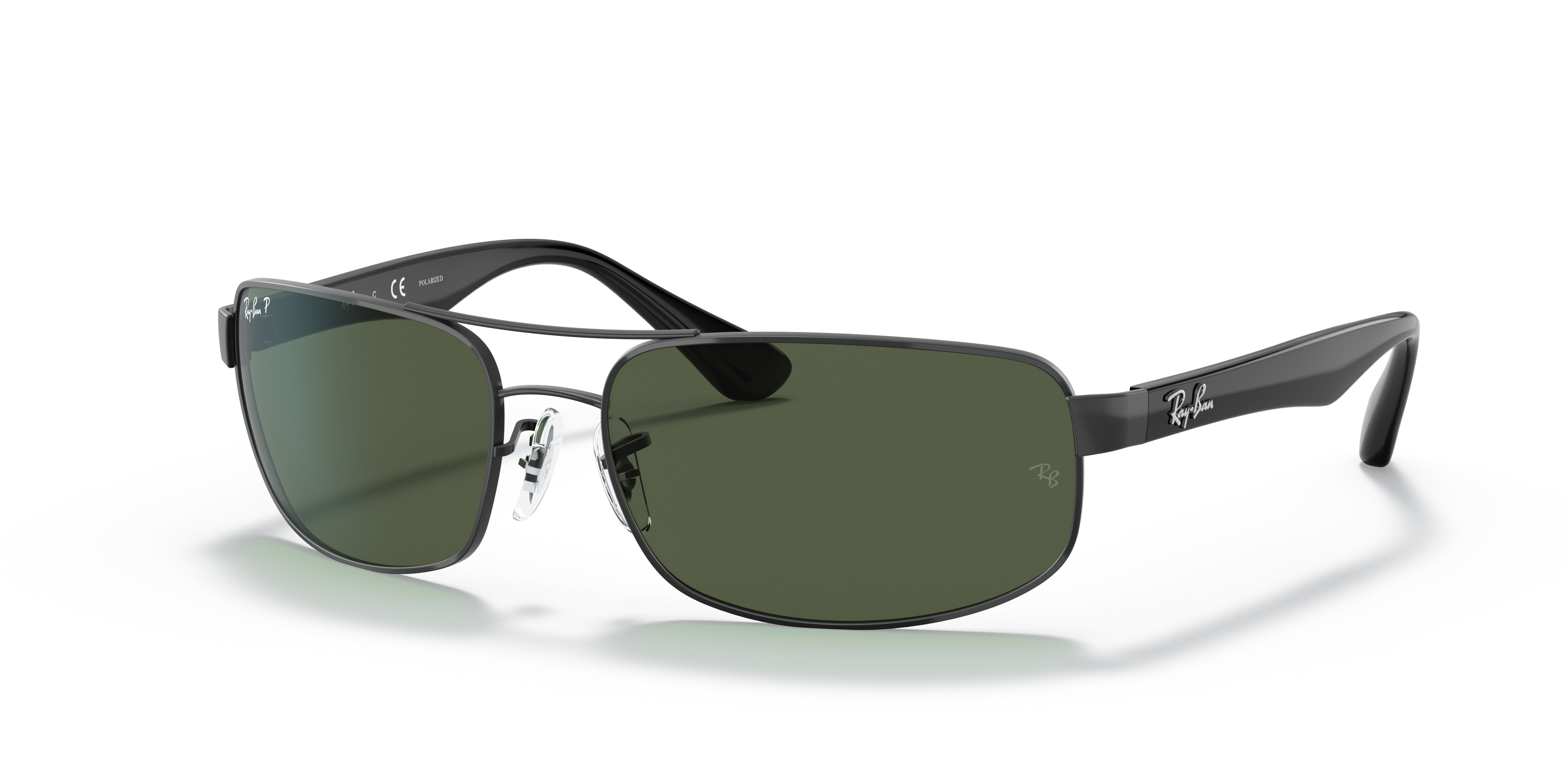 RB3445 Polished Black Frame G-15 Green Lenses 61-17