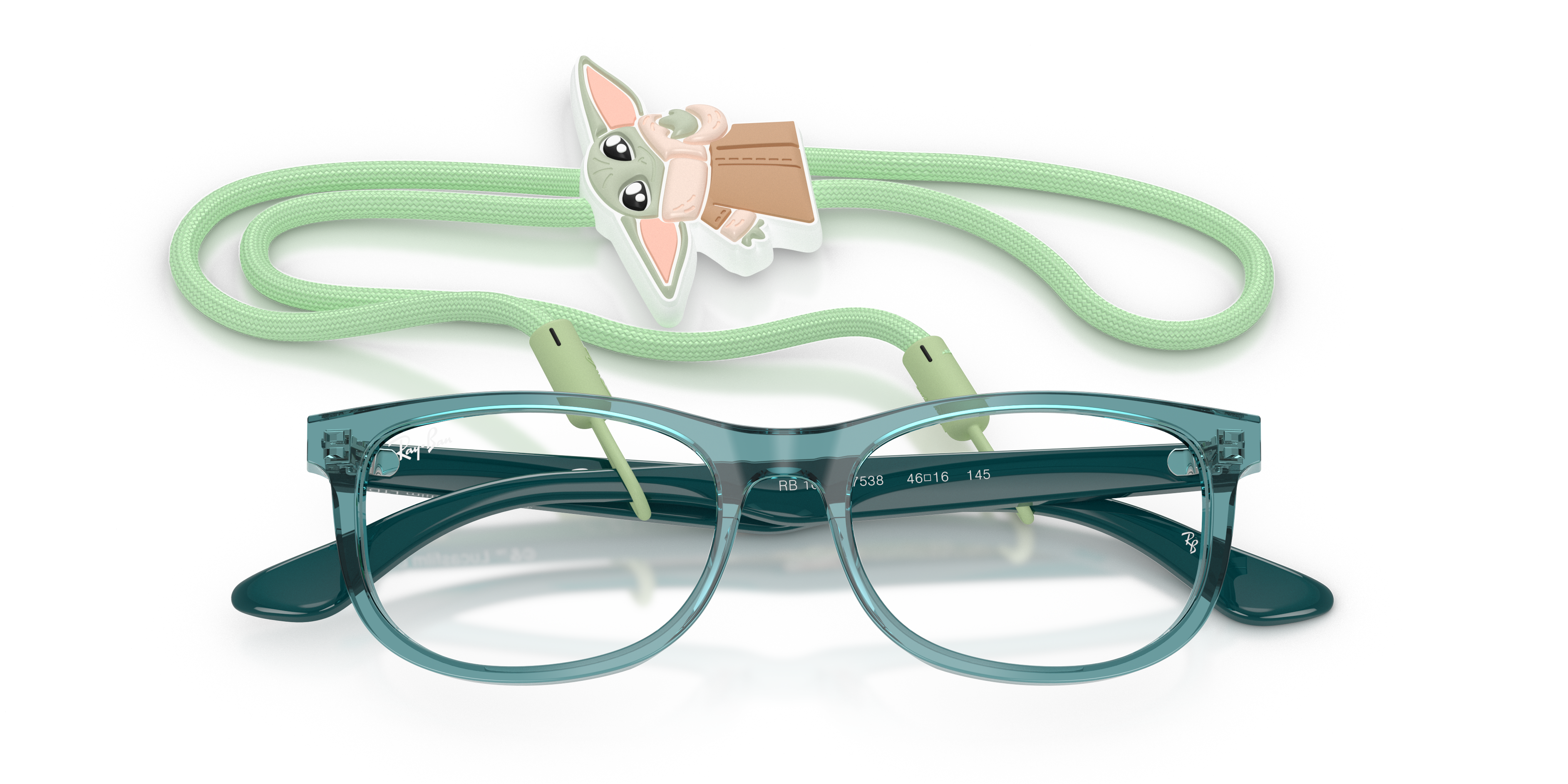 Ray-Ban Ray-Ban Star Wars Grogu Mini New Wayfarer Optics Eyeglasses Petroleum Frame Transparent Lenses Polarized 48-16 143$