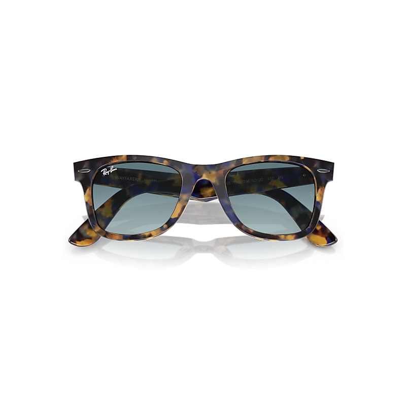 Ray-Ban Original Wayfarer Classic Sunglasses Yellow & Blue Havana Frame Blue Lenses 50-22