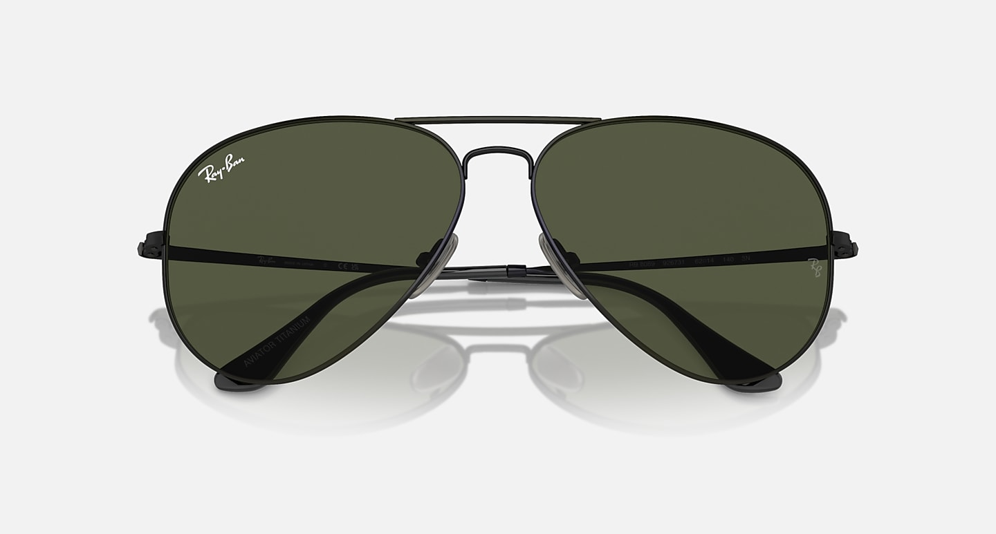Ray-Ban Sunglasses Aviator Titanium Gunmetal Frame Black Lenses