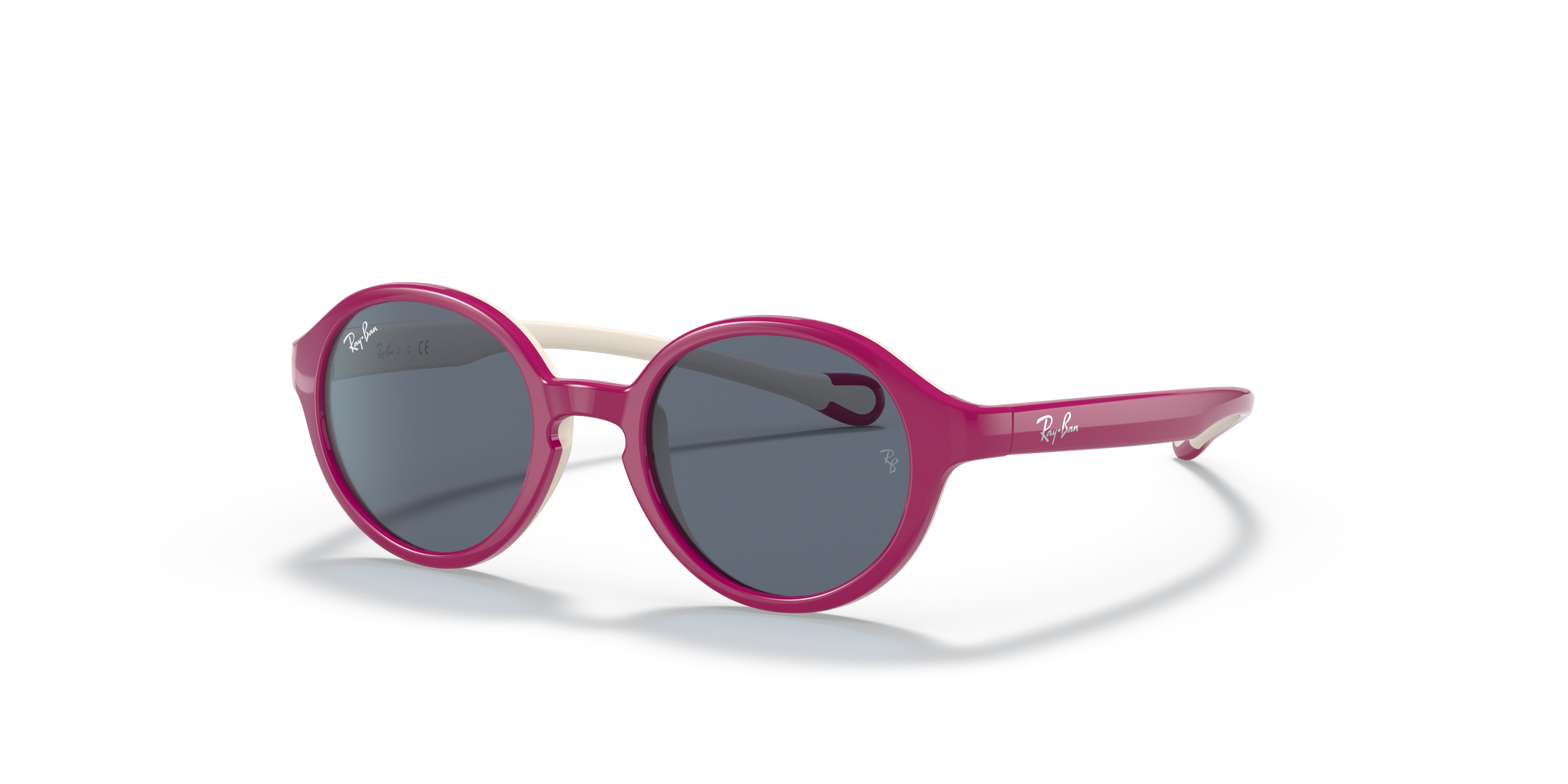 RB9075S KIDS Polished Fuxia On Cream Frame Dark Grey Lenses 39-16