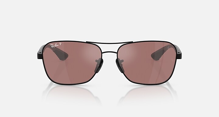 Ray-Ban Sunglasses Unisex Rb8336m Scuderia Ferrari Collection Chromance - Dark Carbon Frame Violet Lenses 58-15 Polarized