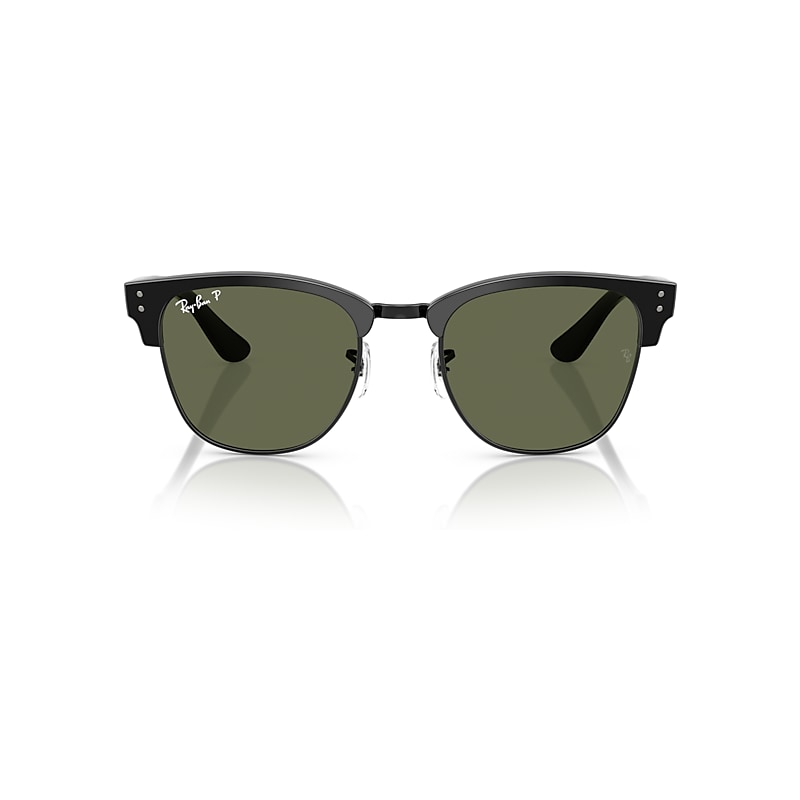 Ray Ban Clubmaster Reverse Sunglasses Black Frame Green Lenses Polarized 54-21 In Black