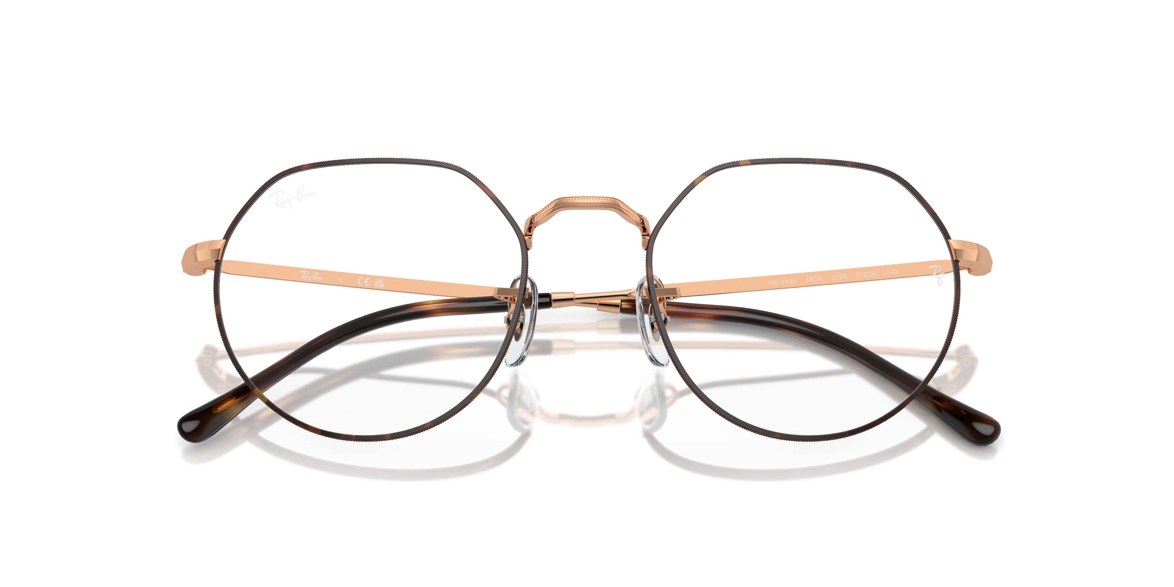 JACK OPTICS Eyeglasses with Havana On Rose Gold Frame - RB6465 JACK OPTICS Eyeglasses with Havana On Rose Gold Frame - RB6465