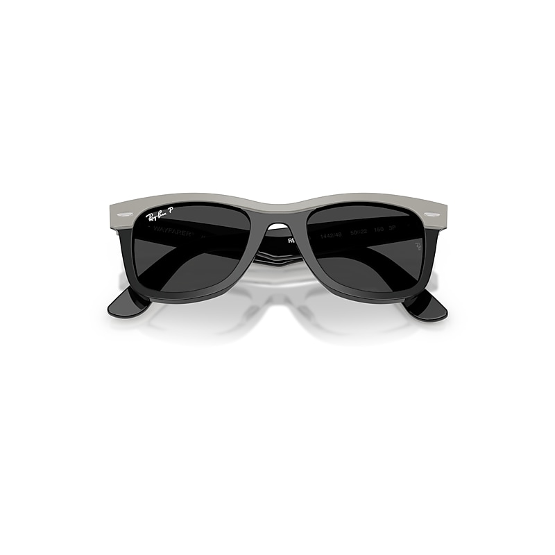 Ray Ban Wayfarer Street Neat Sunglasses Grey On Black Frame Black Lenses Polarized 50-22