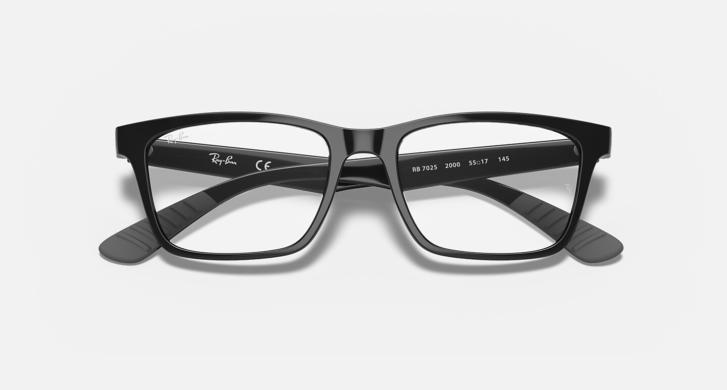 Ray-Ban Eyeglasses Unisex Rb7025 Optics Prescription - Black Frame Clear Lenses Polarized 53-17