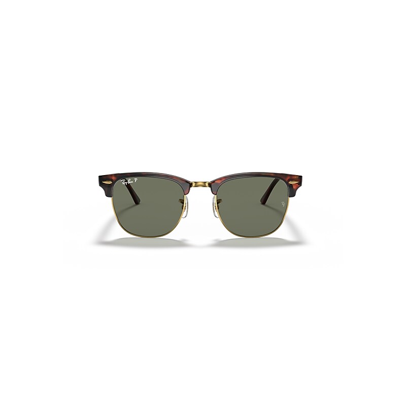 Ray-Ban Clubmaster Classic Sunglasses Tortoise On Gold Frame Green Lenses Polarized 55-21