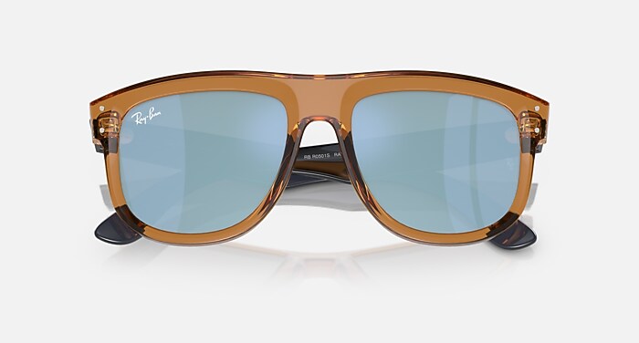 Ray-Ban Occhiali Da Sole Unisex Boyfriend Reverse - Montatura Blu Trasparente Lenti Blu 56-18