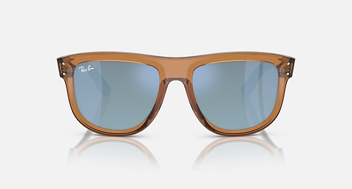 Ray-Ban Occhiali Da Sole Unisex Boyfriend Reverse - Montatura Blu Trasparente Lenti Blu 56-18