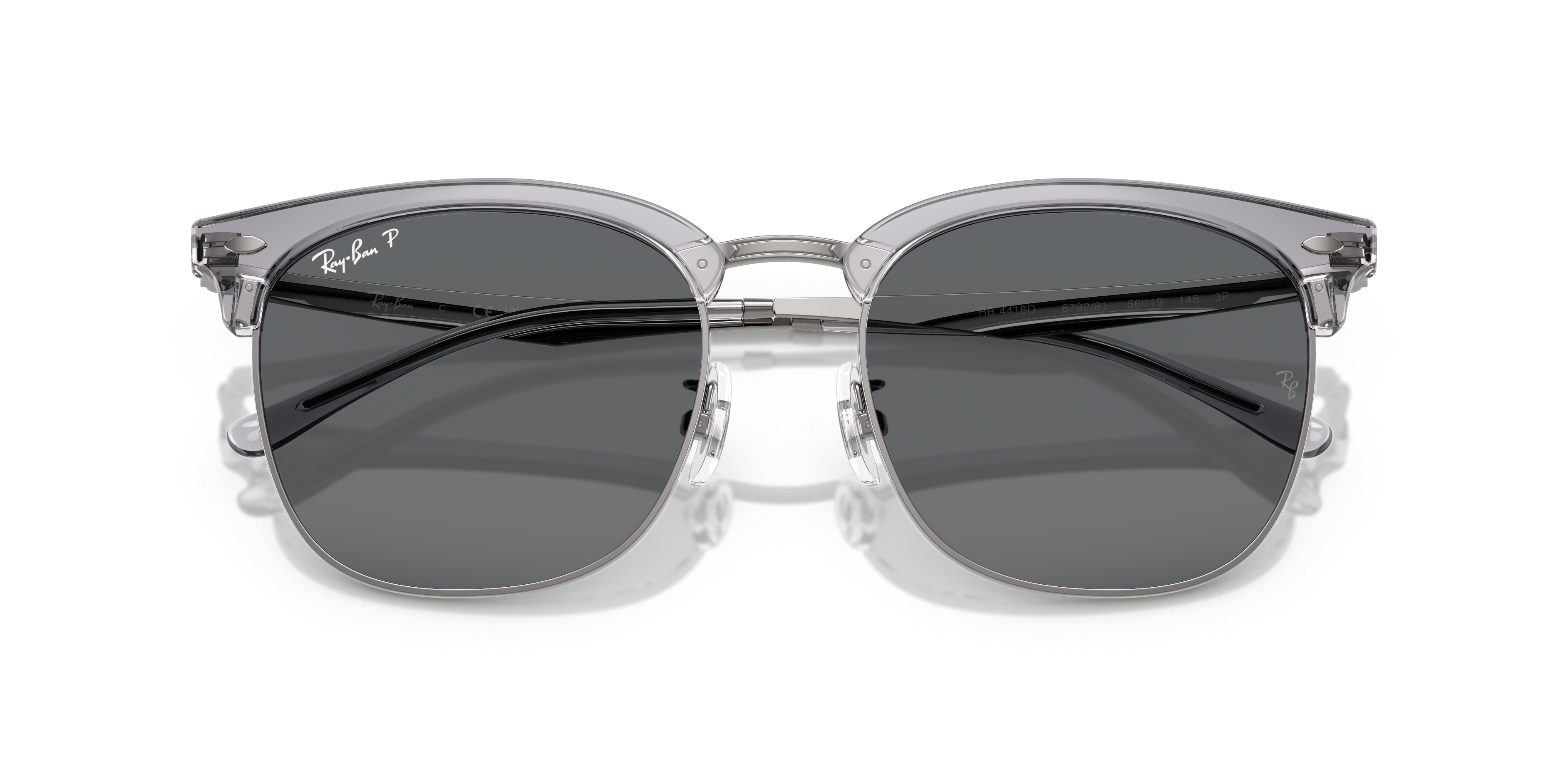 Ray-Ban ORB4418D ブラックシルバーサングラス Ray-Ban RB4418D XXL (56 - 19) with Grey lenses and Black frame