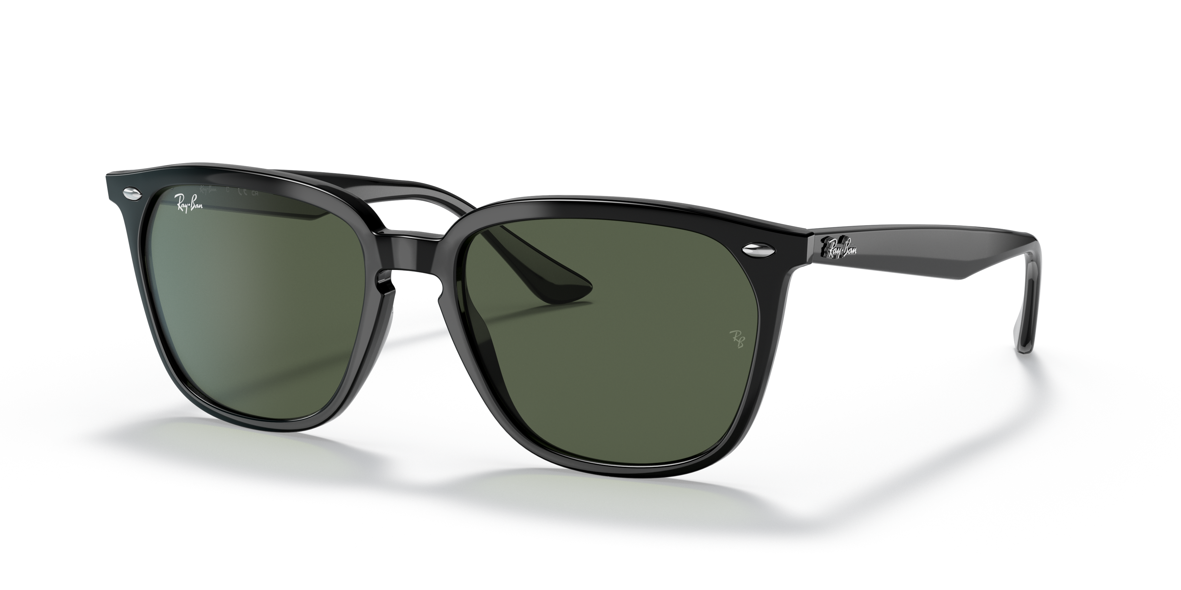 RB4362 Polished Black Frame Green Lenses 55-18