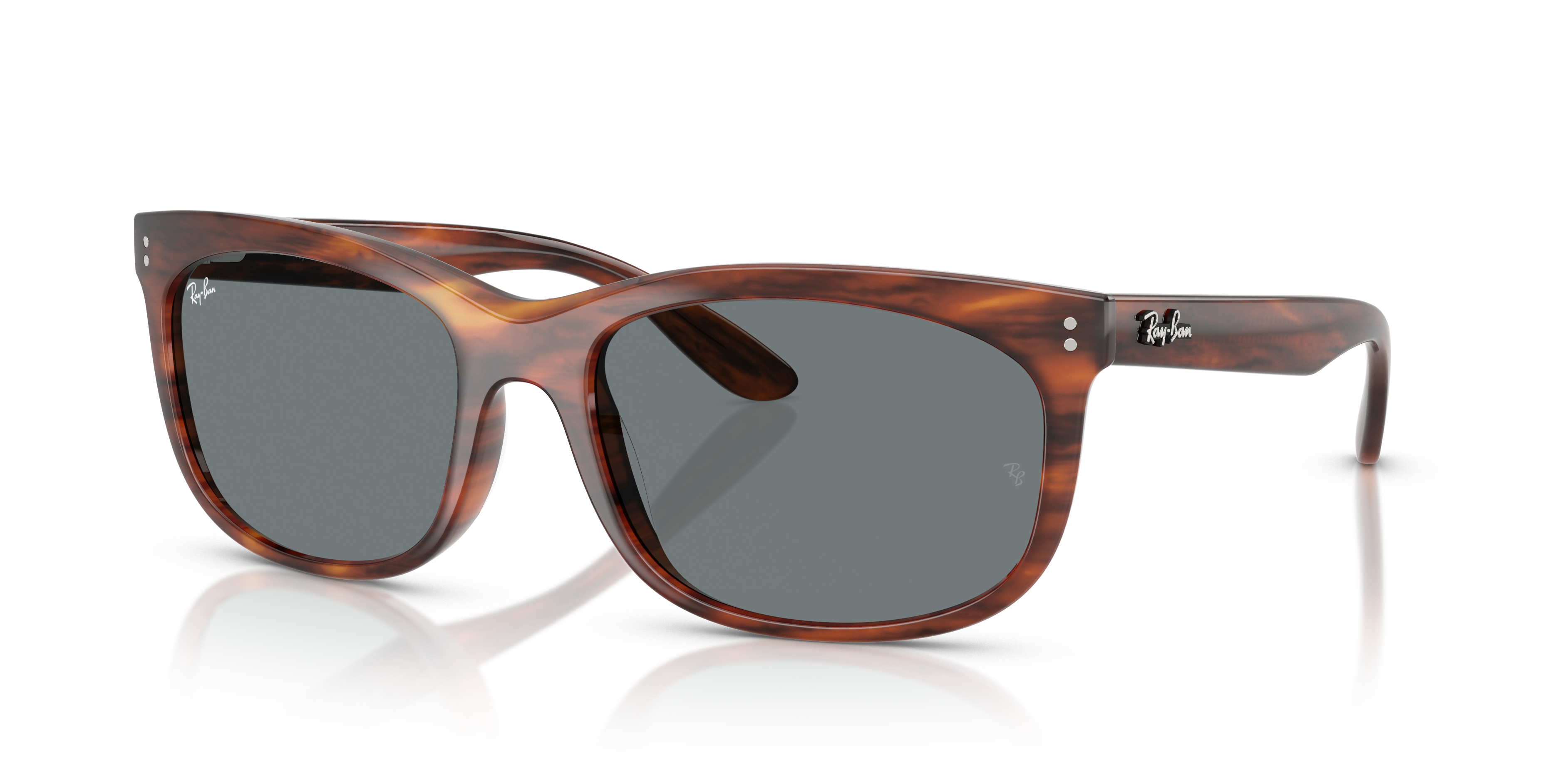 BALORETTE Polished Striped Havana Frame Blue Lenses 57-19