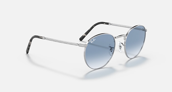 NEW ROUND Sunglasses in Silver and Clear Gradient Blue RB3637 - Main Image