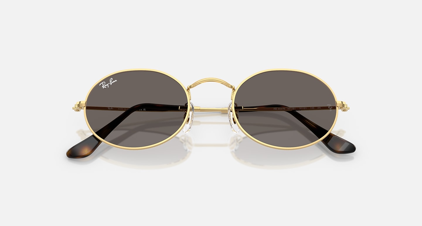 Ray-Ban Sunglasses Unisex Oval Flat Lenses - Arista Gold Frame Grey Lenses 51-21